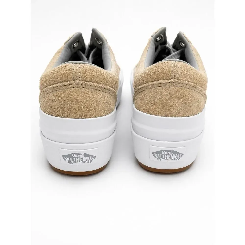 VANS Suede Low Top Lace-Up Sneakers Beige White Gray Unisex Adults US 6